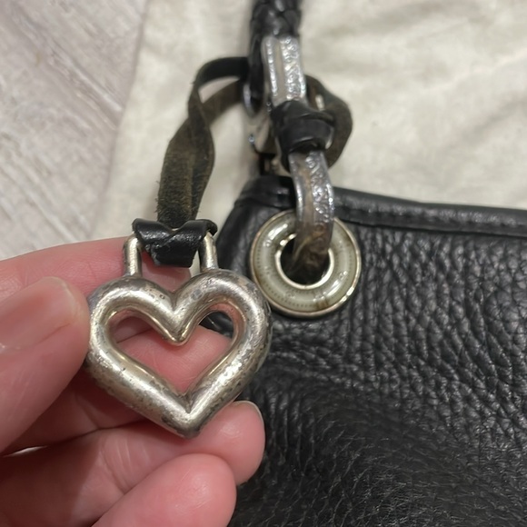 Rare Vintage Brighton “isadora” croc leather Handbag black silver hardware recta - Picture 6 of 9